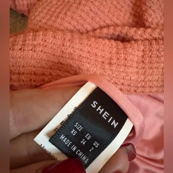 SHEIN XS salmon, long sleeve, cut out mini dress ring front detail and ties - Picture 5 of 5